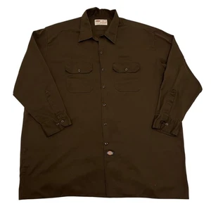 Dickies Work Shirt Brown Mens 3XL Long Sleeve Button Front Cotton Blend - Picture 1 of 9