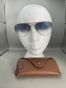 Ray Ban Large Metal Aviator Gradient Sunglasses Gold Blue RB3025 001/3F 58-14 2N - Picture 1 of 7