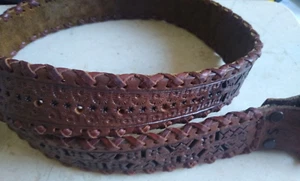 VINTAGE BENNYS HANDMADE/TOOLED BRAIDED LEATHER MEXICO 36"BELT *NO BUCKLE - Picture 1 of 5