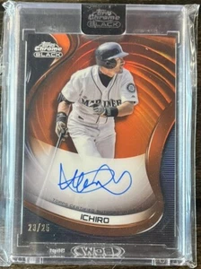 Topps 2022 cromo negro ICHIRO SUZUKI naranja refractor en tarjeta automática #23/25 - Imagen 1 de 2