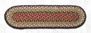 Braided Jute Oval Table Runner. Earth Rugs. BURGUNDY, MUSTARD, CREAM. 13" X 36" - Picture 1 of 1