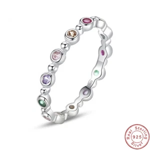 European Fall in Love Rainbow AAA CZ S925 Sterling Silver Finger Ring For Women - Bild 1 von 7