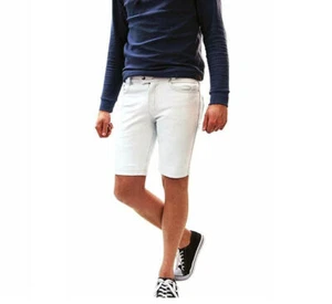 Neu Herren weiß Leder Shorts Hose 100 % weiches Lammleder stilvolle schmale Passform kurze Hose - Bild 1 von 4