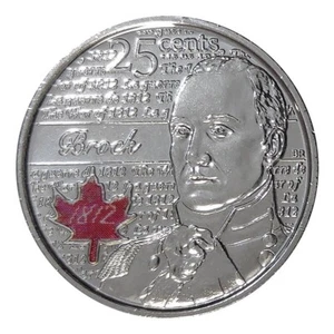 2012 CANADA 25¢ SIR ISAAC BROCK COLOURED BRILLIANT UNCIRCULATED QUARTER COIN BU - Picture 1 of 3