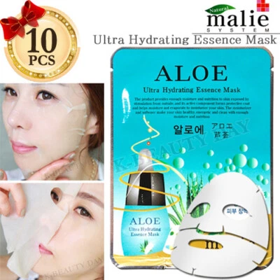 Facial Mask Sheet Aloe 10pcs Ultra Hydrating Essence Moisture Mask Pack - Image 1 of 4