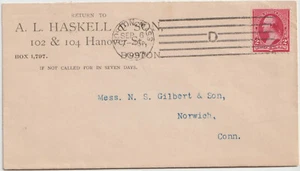 1891 #220 Boston Mass cds +mach d cl corner advt AL haskell Hanover St (A411) - Picture 1 of 1