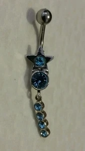 Bauchring Sterlingsilber mit Schmucksteinen und Anhänger zum Aufhängen - Bild 1 von 2