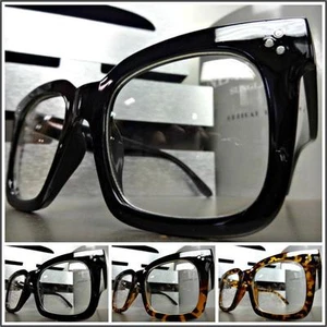 Mens Women CLASSIC VINTAGE RETRO Style Clear Lens EYE GLASSES Thick Square Frame - Picture 1 of 15