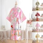 Eleganter langer Damen-Satin-Bademantel für Braut Brautjungfer Kimono-Kleid (ro
