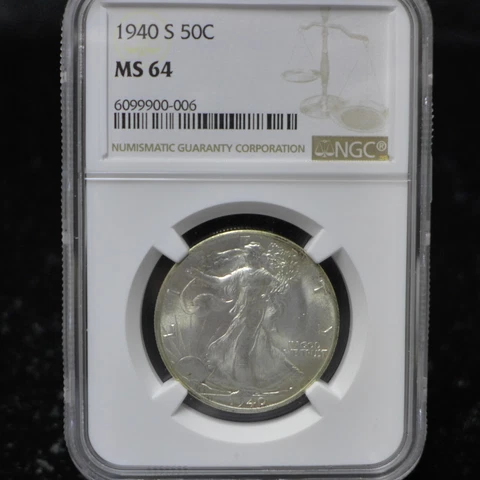 1940-S US 50C Walking Liberty Silver Half Dollar Coin  NGC MS 64 Cover