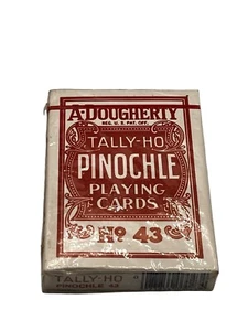 Tarjetas de juego vintage A. Dougherty Tally-Ho Pinochle No. 43 Precintados Hecho en USA - Imagen 1 de 2