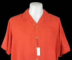 TOMMY BAHAMA Mens 100% Silk Red/Orange S/S LUXURY EVENING SHIRT - L - 46" - £99 - Picture 1 of 12
