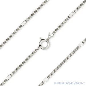 1.4mm Marcasite Link Oxidized 925 Italy Sterling Silver Thin Curb Chain Necklace - Picture 1 of 2