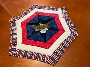 Handmade Hexagon Patriotic Table Topper American Eagle,  Red, White, And Blue - Picture 1 of 6