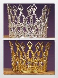 5-1/4" METAL CROWN with RHINESTONES Cake Topper, Table Decor #9349 Choose Color - Picture 1 of 3