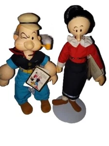 Popeye & Olive Oyl, 11,5" Puppen, 1985 Geschenke, Long Beach ca. Plus Ständer, selten - Bild 1 von 21