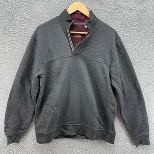 Orvis Sweatshirt Mens Medium Gray Fleece Lined 1/4 Zip Pullover Heavyweight - Picture 1 of 7