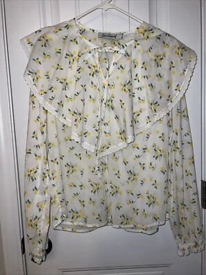 Top de manga larga Rachel Antonoff Ditzy Daisy 100 % algodón Cottage Core talla pequeña  Foto 1 de 4
