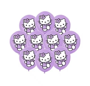 10 x Super Cute HELLO KITTY Party Balloons 12 Inch LILAC PURPLE - Picture 1 of 1