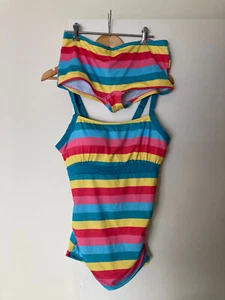 Frugi Tyra size 12 maternity Tankini bathers stripey rainbow - Picture 1 of 4