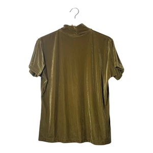 Blusa Camisa Top Vintage Marrón Terciopelo Cuello Simulado Manga Corta Talla Grande - Imagen 1 de 4