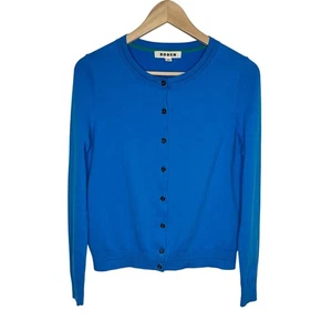 Boden Cardigan Sweater Womens Small Blue Long Sleeve Crew Neck Cotton Preppy  - Picture 1 of 10