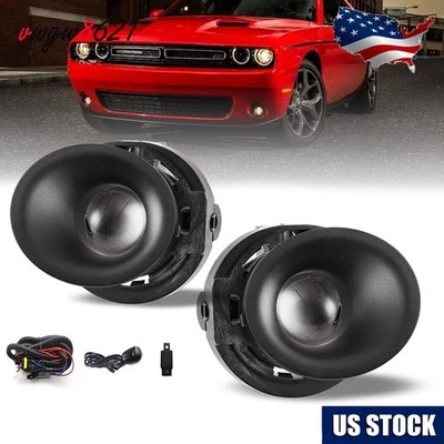 For 2018-2022 Dodge Challenger PAIR Fog Light Lamps+Wiring+Switch Kit Clear Lens - Image 1 of 4