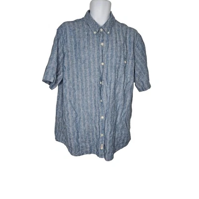 Weatherproof Vintage Mens XXL Blue Linen Blend Short Sleeve Button Up Shirt - Image 1 of 4