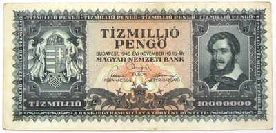 Hungary 1945 10 Million Pengo KM#123 Uncirculated WW2 Issued Banknote - Image 1 of 2