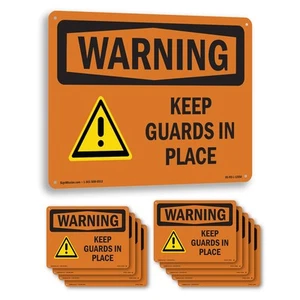 Mantenga los protectores en su lugar OSHA ADVERTENCIA señal metal, plástico o calcomanía - paquete de 5 o 10 - Imagen 1 de 48