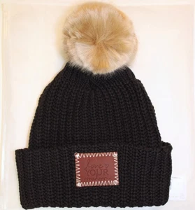 Love Your Melon Beanie Mütze Neu mit Etikett schwarz natur Bommel Einheitsgröße LYM - Bild 1 von 2
