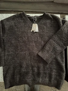 Barefoot Dreams Pullover Gr. L Damen Carbon, rauchgrau Sweater V-Ausschnitt - Bild 1 von 8