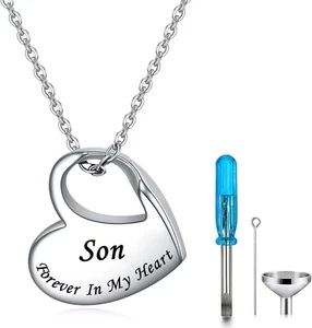 Herz Urne Halskette für Asche Einäscherung Schmuck Forever in My Heart Gravur Stai - Bild 1 von 6