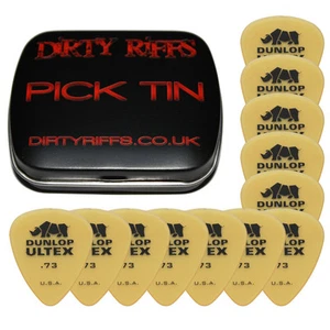 12 x púas/plejas de guitarra estándar Dunlop Ultex - 0,73 mm en una práctica lata de selección - Imagen 1 de 1