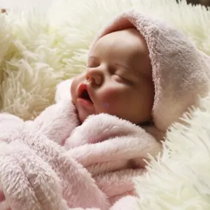 17in Full Body Solid Silicone Reborn Baby Sleepy Girl Doll Lifelike Kid`s Gift - Picture 1 of 6