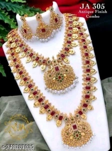 Indian Bollywood Bridal Long Necklace Set Gold Plated Fashion Wedding Jewelry - Picture 1 of 6