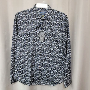 Visconti Black Daggered Line Shirt Signature Collection Shirt Men's Size L NWT - Picture 1 of 12