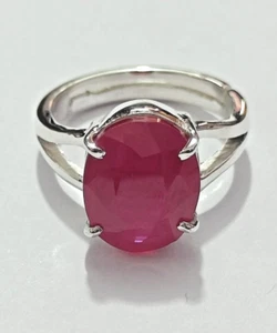 Natural Fine Oval Cut 5Ct Red Ruby 14K White Gold Plated Ring Size 4-14 - Picture 1 of 6