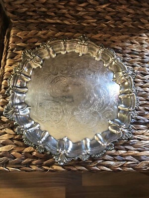 Bandeja redonda vintage WM ROGERS "ENGLISH SHELL" PLATEADA 13" Foto 1 de 4