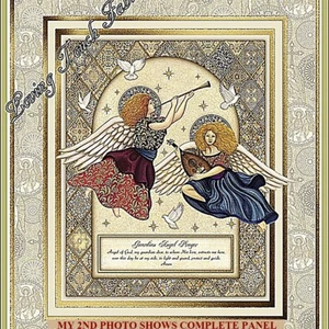 QT DAN MORRIS "HEAVENLY" 24567-E RELIGIOUS ANGELS CROSSES FABRIC PANEL 23.5"X44" - Picture 1 of 2