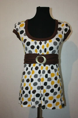 Anchor Blue Sz M Multicolor Polka Dots Stretch Tunic Short Sleeve Scoop Neck - Image 1 of 4