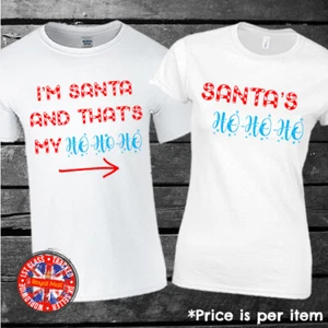 Adult Humour Santa's Ho Ho Ho Christmas Matching T-shirt Set Marriage Gift - Picture 1 of 1