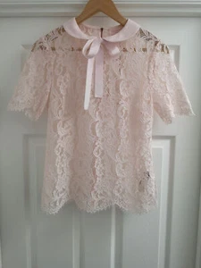 TED BAKER Von embroidered floral sheer lace tie bow collar top blouse dressy 1 8 - Picture 1 of 12