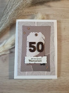 Glückwunschkarte 50. Geburtstag runder Geburtstag Klappkarte Handgemacht  - Bild 1 von 3