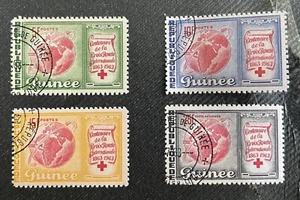 1963 Guinea Rotes Kreuz Satz Sc#309-312 gestempelt LH Briefmarken - Bild 1 von 1