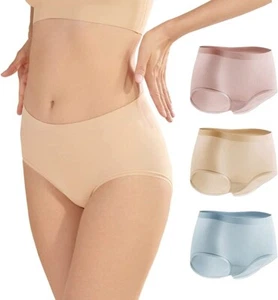 3PACK D'modes Link Womens Underwear Seamless Mid Waist Nylon Briefs Soft Stretch - Picture 1 of 7