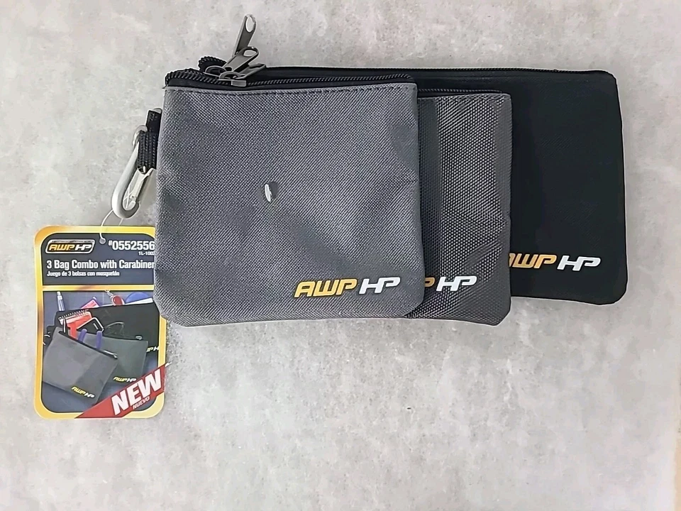 Accessory Tool Pouches with Carabiner Hooks, Tool Belt Accessory, Pack of 3 - Image 1 of 1