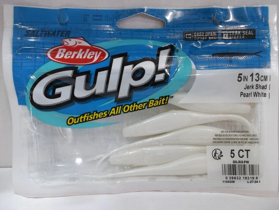 Berkley Gulp Saltwater 5" Jerk Shad 5 count packages choose your colors!