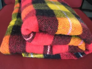 Coperta a quadri finiture raso accogliente cabina lodge camp 82 x 70 giallo rosso nero + vintage - Foto 1 di 4
