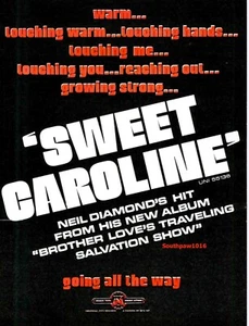 1969 Neil Diamond "Sweet Caroline" Song Release Music Industry Promo Reprint Ad - Picture 1 of 1